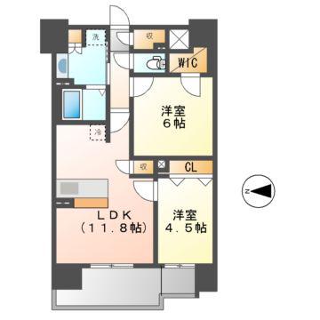プレサンス ロジェ 金山ミッドゲート(2LDK/10階)の間取り写真