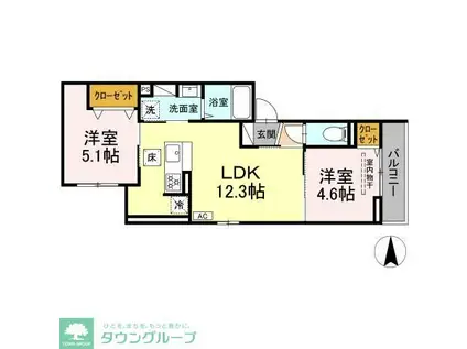 D-ROOM東海岸北2丁目II(2LDK/3階)の間取り写真