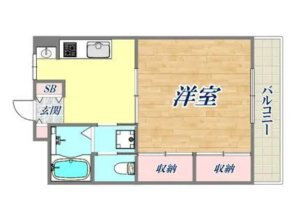 メゾンイン宝塚(1DK/3階)の間取り写真