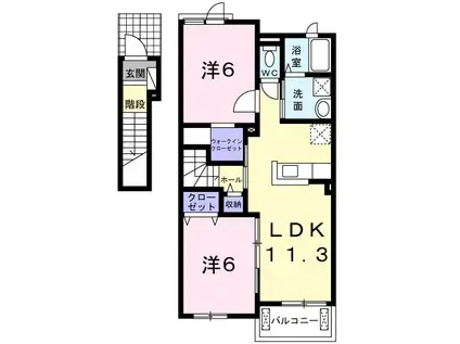 メゾンベルデ B(2LDK/2階)の間取り写真
