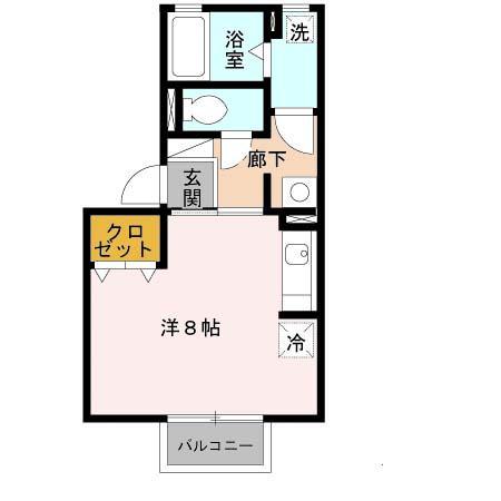テラー・ウエスト新芦屋(ワンルーム/2階)の間取り写真