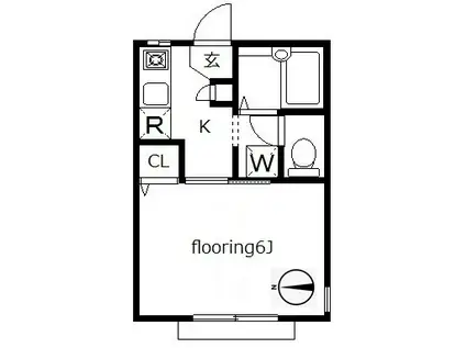 セントウレア(1K/2階)の間取り写真