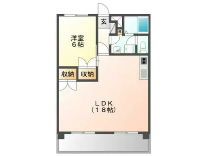 エリシオン馬見塚(1LDK/1階)の間取り写真