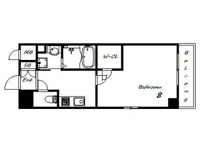 エスプレイス神戸ハーバーランド(1K/13階)の間取り写真