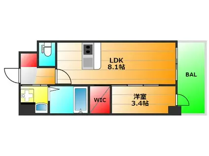セレニテ九条リアン(1LDK/2階)の間取り写真