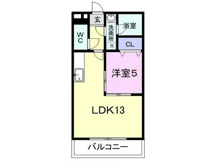 プリムローズ(1LDK/1階)の間取り写真