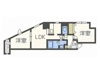 カサトレスルナ(2DK/9階)の間取り写真