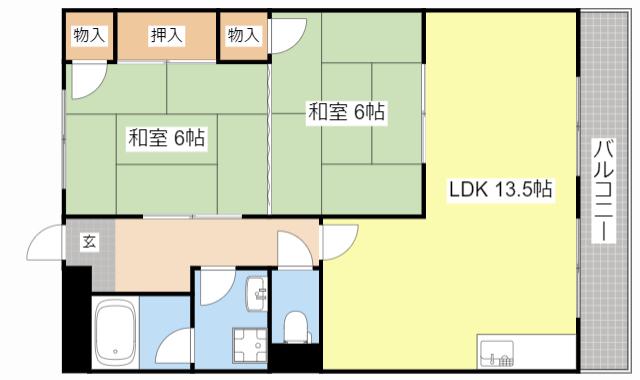コーポラス無限I(2LDK/3階)の間取り写真