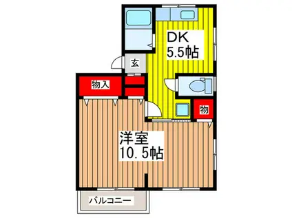 グリーンハイツ北与野(1DK/3階)の間取り写真