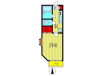 サマックスタカサゴ(1K/2階)の間取り写真