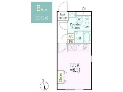 グローリオシェルト練馬桜台(ワンルーム/4階)の間取り写真