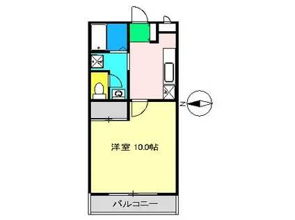 ヴィラ・アンソレイエ十津(1K/2階)の間取り写真