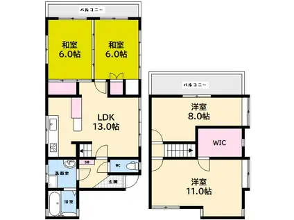 金本ビル(4LDK/3階)の間取り写真