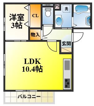 ラメゾンピック和泉中央(1LDK/2階)の間取り写真