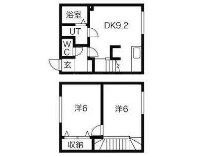 CASA山の手グランデ ウエストコート(2DK/2階)の間取り写真