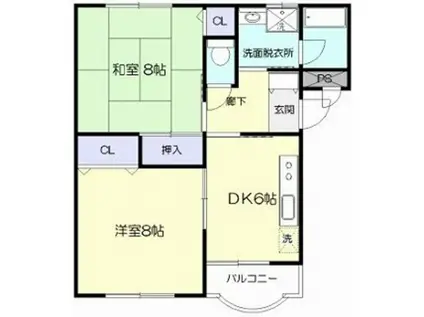 フォルトナートB棟(2DK/2階)の間取り写真