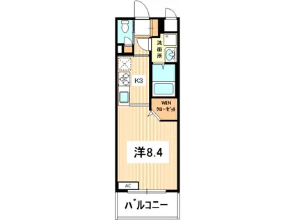 カテリーナ長府(1K/1階)の間取り写真
