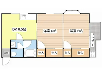 グリーン ウイング E(2DK/2階)の間取り写真