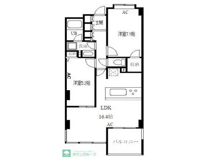 クールセリシエ(2LDK/2階)の間取り写真