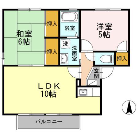 ファミール大藤A棟(2LDK/2階)の間取り写真