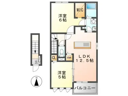 エスポワール(2LDK/2階)の間取り写真