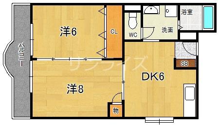 グリーンハイツ長堂(2DK/1階)の間取り写真