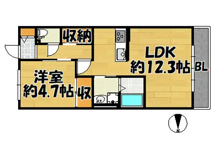 T.リヒトハイム(1LDK/1階)の間取り写真