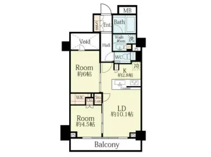 シティハウス四谷坂町(2LDK/2階)の間取り写真