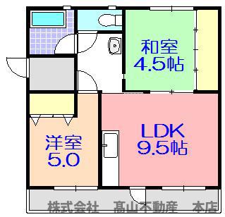 ヴィラ日の里(2LDK/3階)の間取り写真
