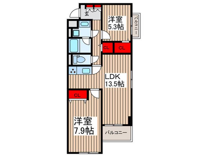 MORRIS芝(2LDK/3階)の間取り写真