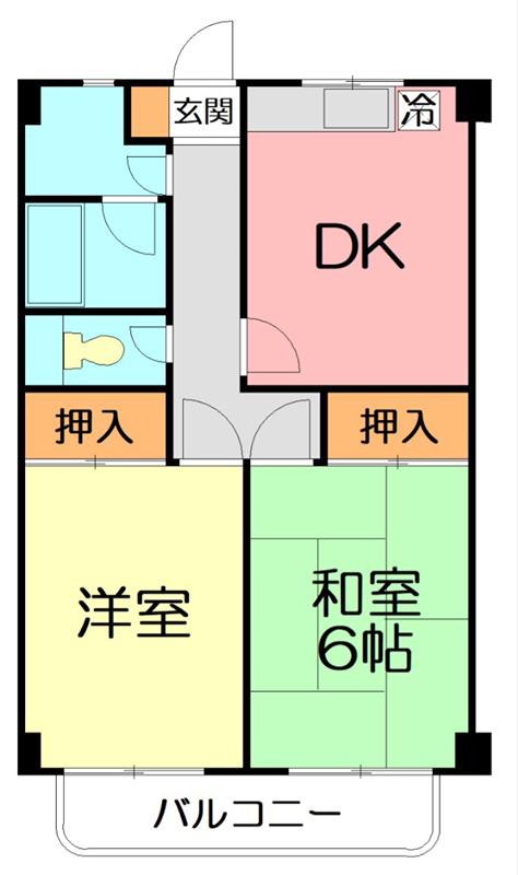 加藤第二コーポ(2DK/2階)の間取り写真