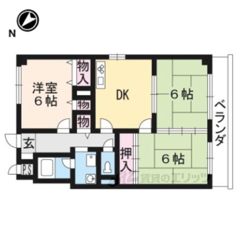 グリーン茨木(3DK/3階)の間取り写真