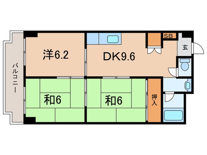 シャンボール樋之池(3DK/4階)の間取り写真