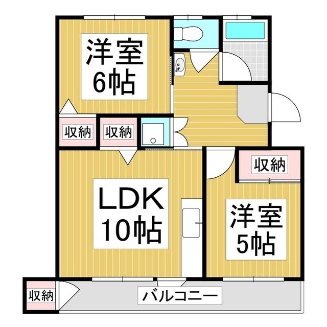 松本昭和ビル(2LDK/1階)の間取り写真