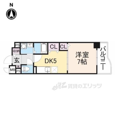 アリスト大和高田(1DK/3階)の間取り写真