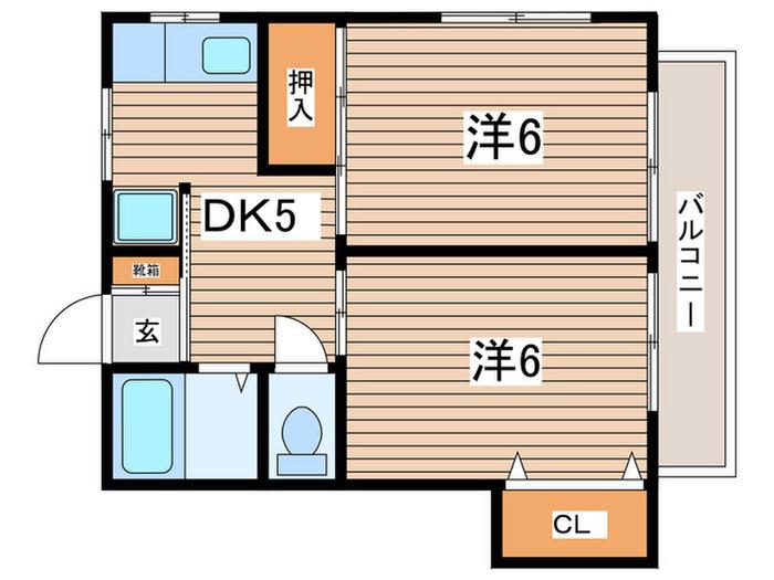 ハイツ吉原(2DK/2階)の間取り写真
