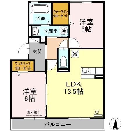 カルチェASUKA(2LDK/3階)の間取り写真
