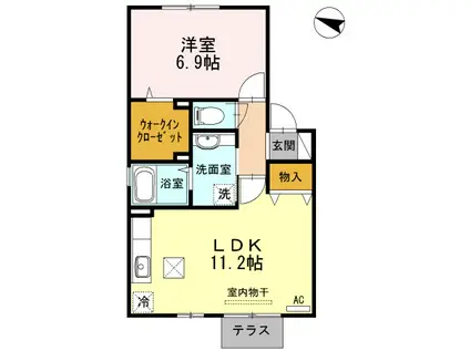 ラフィネ リジェール(1LDK/1階)の間取り写真