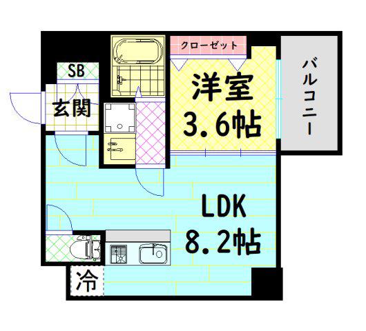 ブエナビスタ難波サウスタワー(1LDK/12階)の間取り写真