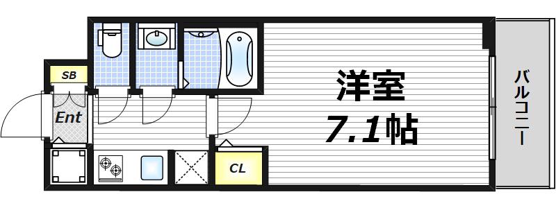 S-RESIDENCE天満GRACIS(1K/7階)の間取り写真