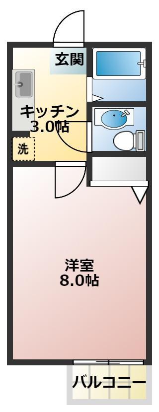 レトア豊清(1K/1階)の間取り写真