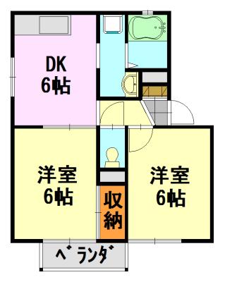 ファインビレッジ(2DK/2階)の間取り写真