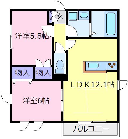 グランメゾン(2LDK/2階)の間取り写真