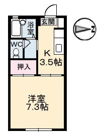 セフィラSSK A棟(1K/1階)の間取り写真