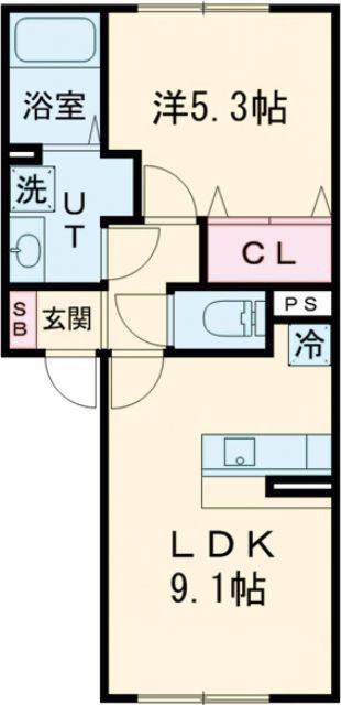 FIRST SKY H(1LDK/2階)の間取り写真
