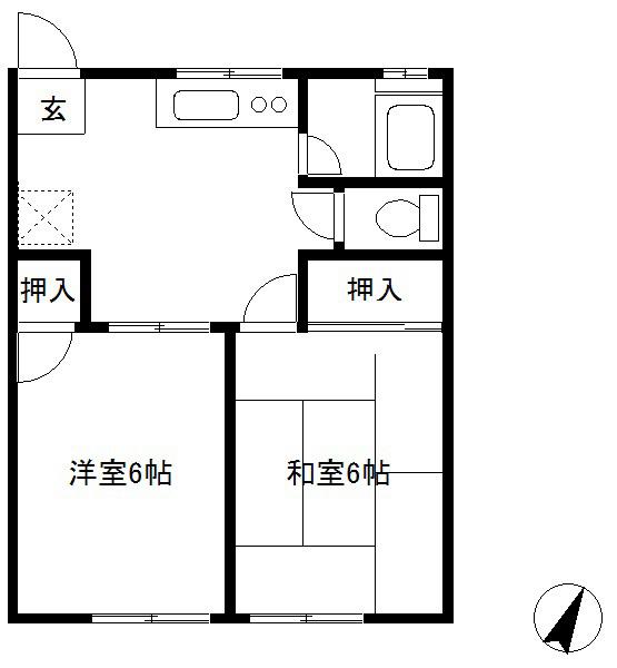 ハイツカワバタ(2DK/2階)の間取り写真