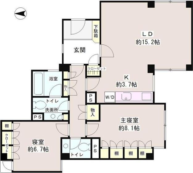 ライトウェル高輪(2LDK/1階)の間取り写真