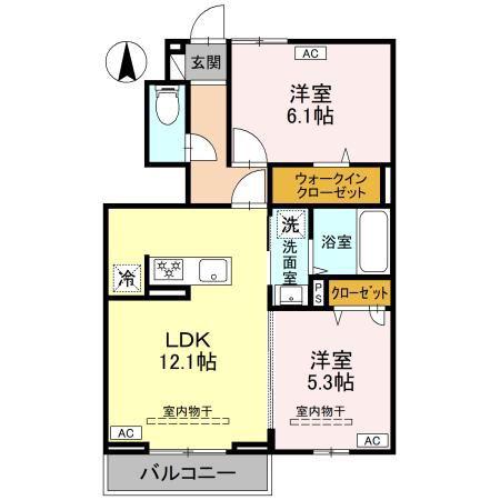 ノーブルシャインC(2LDK/1階)の間取り写真