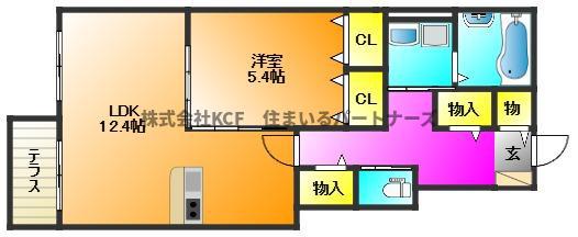三光レジデンス(1LDK/1階)の間取り写真