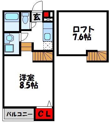 Gプリズム(1K/2階)の間取り写真